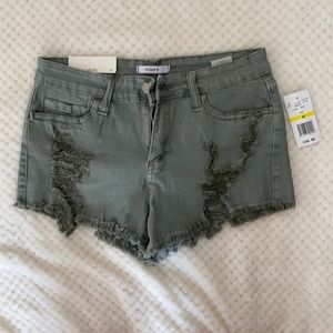 NWT Olive green distressed shorts